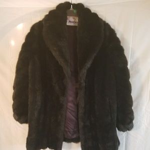 Vintage Black Faux Fur Coat